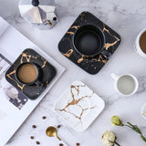 Popxstar  Marbling Matte Gold Products Series Japanese Style Black And White Cup And Saucer Case Tea Cup Glass Coffee Cup
