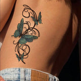 Popxstar  1 Sheet 3D Old School Style Blue Butterfly Temporary Tattoo Stickers, Waterproof Fake Tattoos Last for 2-5 Days