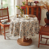 Home Decoration Round Tablecloth Pastoral Floral Jacquard Thickened Table Cloth with Tasseles Party Kitchen Dining Table Cover