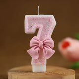 Popxstar Cute Pink Bow 3D Number Cake Candles for Birthday Party Decorations Birthday Decoration  Cake Decorating Tools