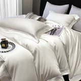 Popxstar  1000TC Egyptian Cotton Premium Solid Color Luxury Embroidery Bedding Set Soft Duvet Cover Flat Bed Sheet Pillowcases 4Pcs