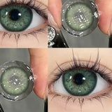 Popxstar contact lenses color 2Pcs New Product Myopia Degree 0 to -8.00 Natural Fashion Contact Lenses Green Iris Style Soft Lens
