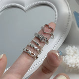 Popxstar Bohemian Butterfly Pearl Rings Set for Women Shine Pearl Gothic Vintage Plated Retro Rhinestone Simple Finger Jewelry Gift