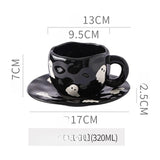 Popxstar  Creative Halloween Ceramic Mug Disc Set Household Kitchen Coffee Cup Plates Pumpkin Bat Milk Oat Breakfast Cup Set Festival Gift