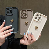 Popxstar 3D Gold Heart Silicone Soft Phone Case For iPhone 15 14 13 12 11 16 Pro Max XS XR 7 8 Plus SE 2020 Shockproof Candy Matte Cover