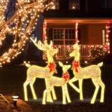 Popxstar 3Pcs Christmas Deer Decoration Light LED Reindeer Elk Luminous Sculptures Garden Lawn Outdoor Yard Christmas Ornaments