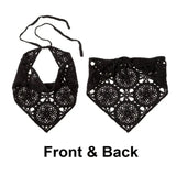 Popxstar Floral Hair Bandana Knitted Head Kerchief Women Bandana Handmade Crochet Hair Scarf Triangled Headband with Ties