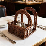 Durable Plastic Imitation Rattan Napkin Holder Vertical Decorative Desktop Tissue Holder Simple Handwoven Napkin Holder for Home