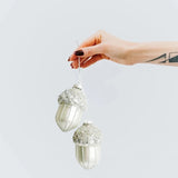 Popxstar Acorns Glass Christmas Tree Ornaments Decorations Silver Decorative Acorns Christmas Pendant Decoration New Year Home Novel