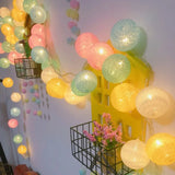 Popxstar Battery Colorfull Cotton Garland 4cm LED Balls Christmas String Holiday Lights for Home Decoration Wedding Fairy Bedroom Decor