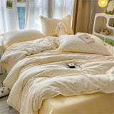 Popxstar INS Girls Cherry Soft Bedding Set Washed Cotton Bed Sheet Queen King Size Duvet Set Flower Comforter Set Pillowcase Bed Linens