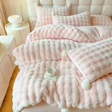 Popxstar cabin weekend inspo Tuscan Faux Fur Warm Fluffy Bedding Set for Winter Skin Friendly Warmth Plush Duvet Cover Set Queen Thickend Blanket Cover Sets