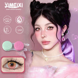 Popxstar  1 Pair New Green Lenses Colored Contact Lenses with Prescription Myopia Lenses Purple Pupils Beauty Pink Korean Lenses