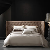 Popxstar  Luxury Embroidery Bedding Set 800TC Lyocell Cotton Soft Silky Cool Feeling Duvet Cover Flat/Fitted Bed Sheet Pillowcases 4Pcs