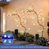 Popxstar  1PC 96LEDs Solar Willow Vine Lights,DIY Outdoor Waterproof String Lights,Wall Lamps For Garden,Porch,Shop,Terrace,Pathway Decor