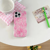 Pink Ribbon Bow Pattern Phone Case For IPhone 17 16 15 14 13 Pro Max Case Cute Sweet Cartoon Shockproof Protective Cover Cases