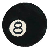 popxstar 1 Pack Black Billiards 8 Ball Round Flocked Floor Bedroom Anti-Slip Carpet Mat Living Plush Soft Bedroom Rug