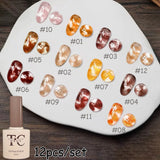 1-12pcs TC Semi Transparent Maillard Brown Solid Color Gel Nail Polish Pure Desire Pink Nails Red Nais White Nails Nail Art