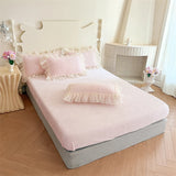 Popxstar  Butterfly Embroidery Lace Ruffles Princess Bedding Set Warm Velvet Duvet Cover Bed Sheet/Bed Skirt/Fitted Sheet Pillowcases 4Pcs