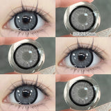 Popxstar 2PCS Big Grey Contact Lenses for Eyes Myopia Colored Contact Lens Natural Brown Pupils Gradient Contact Lens Black Lens