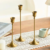 Popxstar 3pc Candlestick Holders Kit Brass Gold Candlestick Set Wedding Table Decorative Candlestick Stand for Party Dinning