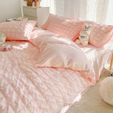 3/4Pcs Bedding Set Solid-Color Minimalist Bubble Gossamer Bed Linen With Ruffles Double Bed Beddings Sets Full Four-Season