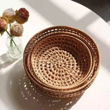 Natural rattan weaving storage basket retro vegetable fruit storage tray kitchen living room household hotel restaurant cafe