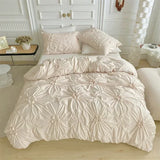Popxstar  Three-dimensional Pinch Pleated Crafts Double Duvet Cover Set 220x240 Solid Twist Flowers King Size Bedding Set Quilt Cover Set