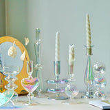 Popxstar Glass Candle Holder Home Decor Nordic Rainbow Vase Flower Table Living Room Decoration Candlestick Holder for Wedding