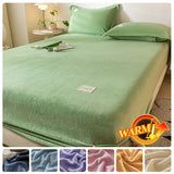 Popxstar Soft Plush Warm Mattress Cover Winter Velvet Material Fitted Sheet Thickened Warm Bed Cover Mattress Protector Multiple Sizes