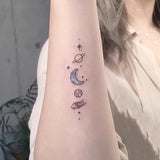 Popxstar  1pc Star Moon Universe Temporary Tattoo Arm Hand Back Shoulder Tattoo Sticker Waterproof Long-Lasting Moon Star Tattoo Sticker