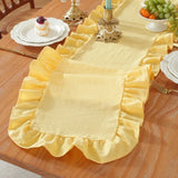 35x180cm Ruffled Edge Table Runner Cotton Solid Color Cotton Table Runner Ruffled Edge Anti Slip Rectangular Table Runner
