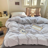 Popxstar  Striped Bedding Set Korean Style Duvet Cover Set Flat Sheets Set Single Twin Double Size Bed Linen Set Back To School Season