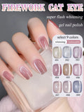 Autumn Winter Blue Black Red Glass Bead Crystal Cat Eye Gel Nail Polish New Whitening High Density Sparkling Nail