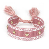 popxstar Hand Woven Bracelets Adjustable Studded Stars Bracelet Fashion Jewelry Gifts
