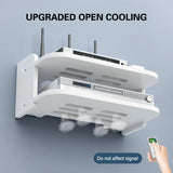Popxstar Wifi Hanging Shelf Router Power Strip Multi Outlet TV Set Top Box Cable Hidden Floating Rack Wall Mount Holder Storage Organizer