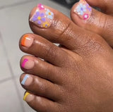 Popxstar  24pcs French False Toenails Nude Color with Glitter Rhinestone Press on Toe Nails Full Cover Wearable Artificial Stick-on Nails