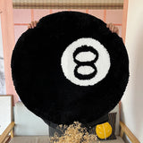 popxstar 1 Pack Black Billiards 8 Ball Round Flocked Floor Bedroom Anti-Slip Carpet Mat Living Plush Soft Bedroom Rug