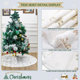 Popxstar 78/90/122 CM Christmas Tree Skirt White Faux Fur Xmas Sequin Carpet Mat Home Party Decorations