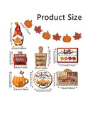 Popxstar Fall Harvest Wooden Tiered Tray Decor Set -  Farmhouse Autumn Centerpieces with Pumpkin Spice and Maple Leaf Accents