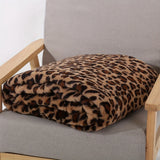 Popxstar Faux Rabbit Fur Leopard Print Double-layer Coral Rabbit Plush Blanket Bedroom Sofa Soft Breathable Warm Cover Blanket