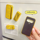 Popxstar Gold Bar Refrigerator Magnet Personality Creative Creation Interesting 2024 New Beer Bottle Opener Opener Refrigerator Magnet
