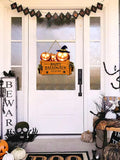 Popxstar Happy Halloween Wooden Sign, Pumpkin With Hat Wooden Sign, Suitable For Home, Wall, Room,Cafe, Shop, Party, Holiday Decoration