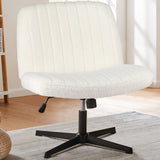 Popxstar Cross Legged Office Living Room Rocking Gaming Chair Armless Wide Desk Adjustable Swivel Fabric Task Vanity Home Office