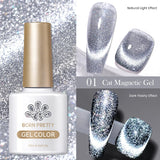 Popxstar 10ml Rainbow Purple Water Light Cat Magnetic Gel Nail Polish Shining Sliver-light Holographics Semi Permanent UV Gel