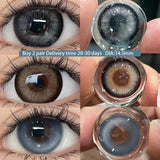 Popxstar  1Pair Myopia New Freshly Colour Contacts Lenses Large Diameter14.5mm Natural Eye Lenses Beauty Pupil Brown Gray Lenses