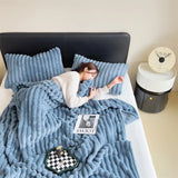 Popxstar New Imitation Rabbit Plush Warm Blanket Set or Only Blankets for Autumn Winter Soft Fluffy Warmth Lounger Sofa Throw Blankets