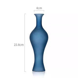 Blue frosted glass vase Hydroponic fresh flowers flower arrangement desktop ornament home office hotel decoration