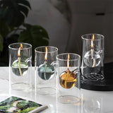 Popxstar  Creative Glass Oil Lamp Candle Holder Home Restaurant Candle Warmer Table Top Items Ornament Candlelight Romance Decorative Gift