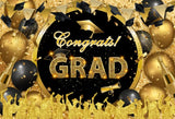Popxstar Graduation Backdrop Congrats Gold Class of Grad Photocall Decoration Photography Background Photo Banner